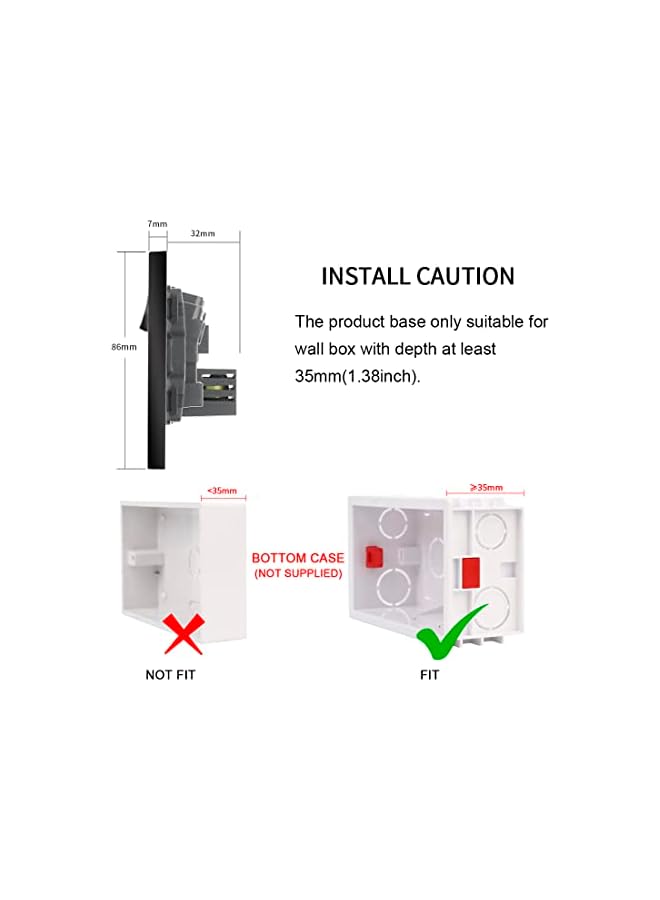 promass 5 Pack Double Switched Power Socket with Dual USB Charging Ports (Type A and C), Black 13 Amp Electric Wall Socket - Image 3