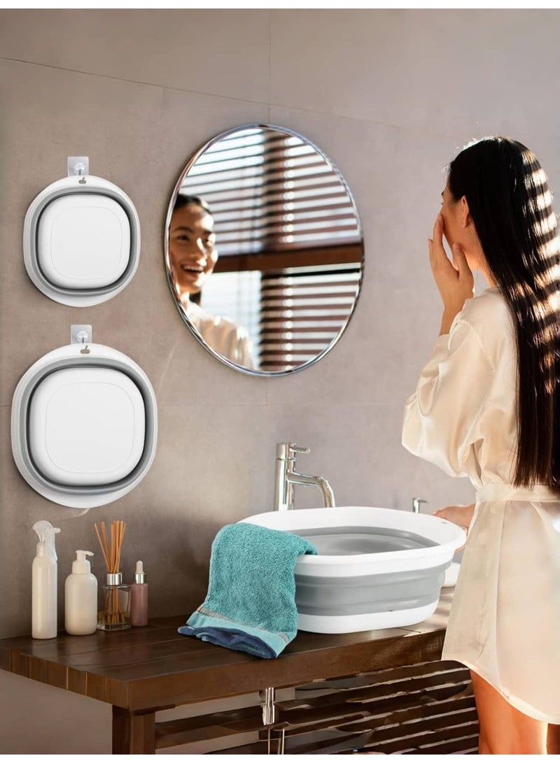 حوض قابل للطي 3 حزمة-حوض غسيل قابل للطي للأطباق والغسيل والفواكه والتخييم / حاوية تخزين بلاستيكية للمنزل والسفر - Image 2