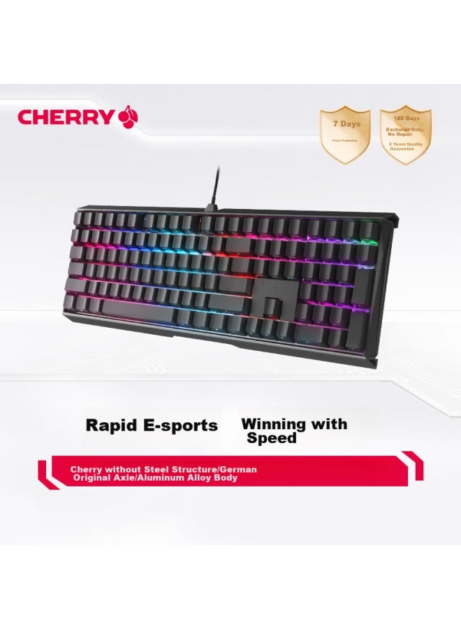 Cherry Mx3.0s Mechanical Keyboard, Gaming Keyboard, E-sports Keyboard, Office Computer Keyboard, Rgb Mixed Light Keyboard, Alloy Shell, Steel-free Structure, Black Red Switch - Image 1