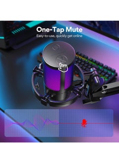 Maono Maonocaster DGM20S Gamerwave Condenser USB Gaming RGB Microphone Gaming USB Microphone With Boom Arm for Streaming Podcast YouTube Black  - Image 2