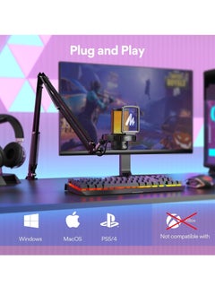 Maono Maonocaster DGM20S Gamerwave Condenser USB Gaming RGB Microphone Gaming USB Microphone With Boom Arm for Streaming Podcast YouTube Black  - Image 5