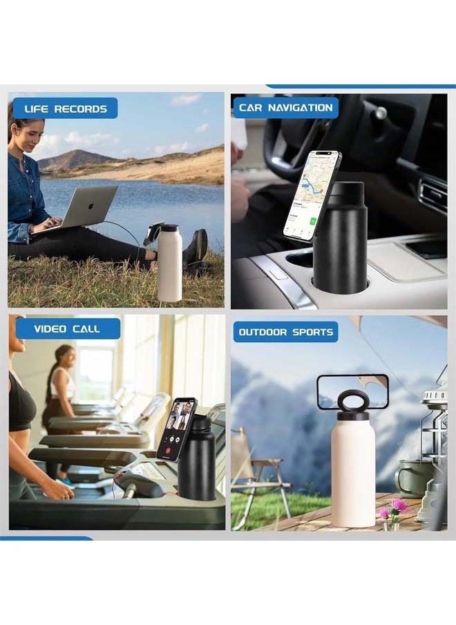 L&E Insulated Water Bottle-MagSafe Compatible Water Bottle With Magnetic Phone Holder-Stainless Steel Water Bottle With Tripod Phone Mount-Hot 12H,Cold 24H,360° Rotate (Black,700ML)  - Image 5