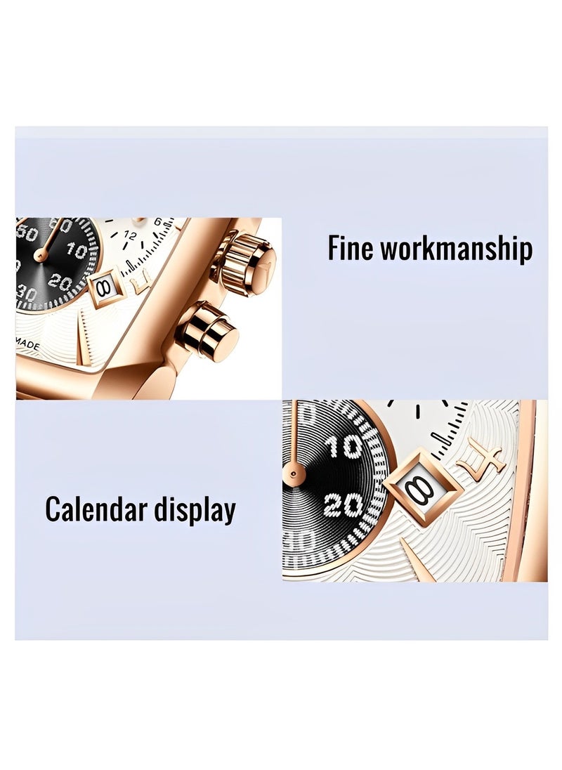 REOCLE - Men's Quartz Watches with Rectangular Shape Dial & Calendar Date & Timing function & Leather Strap Business Waterproof Dress Wrist Watch for Men - Image 1