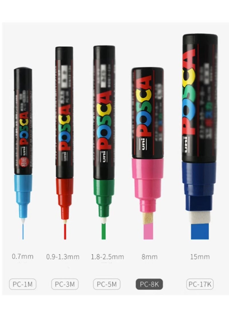 POSCA 8-Piece Thicker Tip Paint Marker Set Multicolour PC-8K  - Image 5