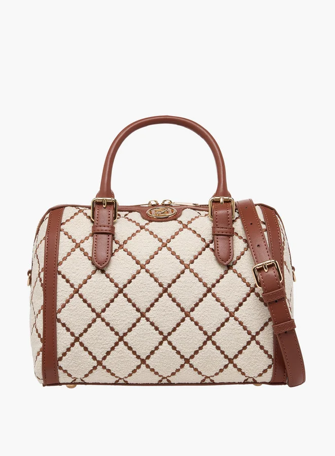 Quilted Tote Bag with Zip Closure