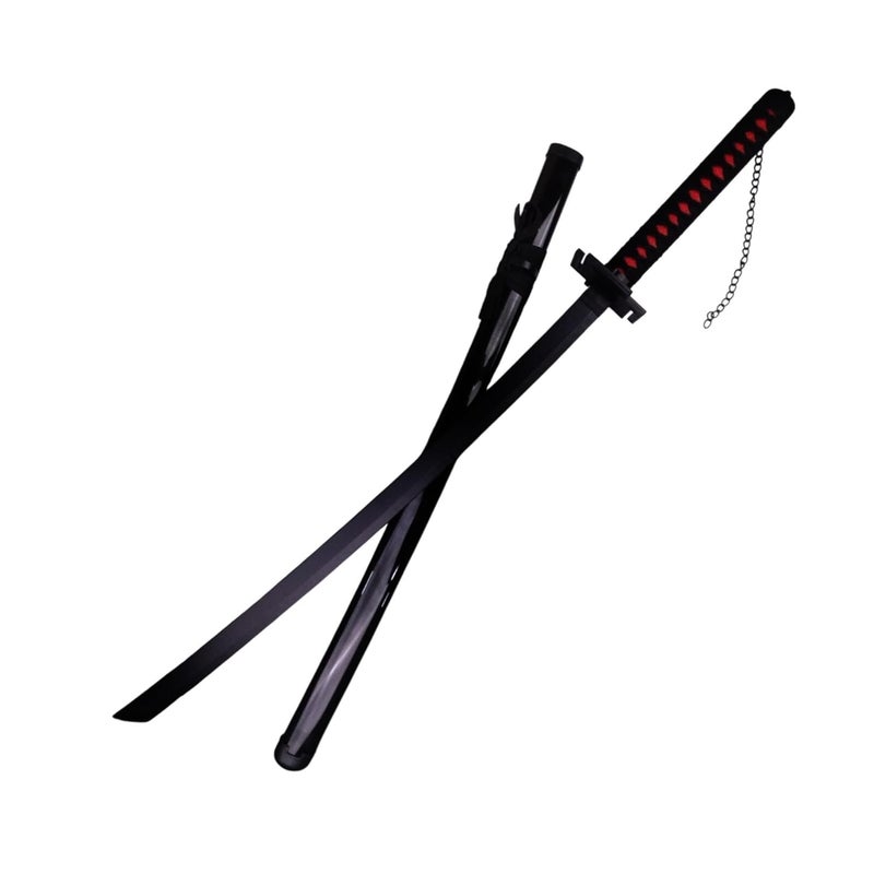 Offo Ichigo Zangetsu Katana Replica – 100cm Shikai Katana from Bleach Anime | Black Blade Zanpakuto with Chain | Cosplay, Roleplay & Display Weapon Prop for Fans & Collectors - Image 1