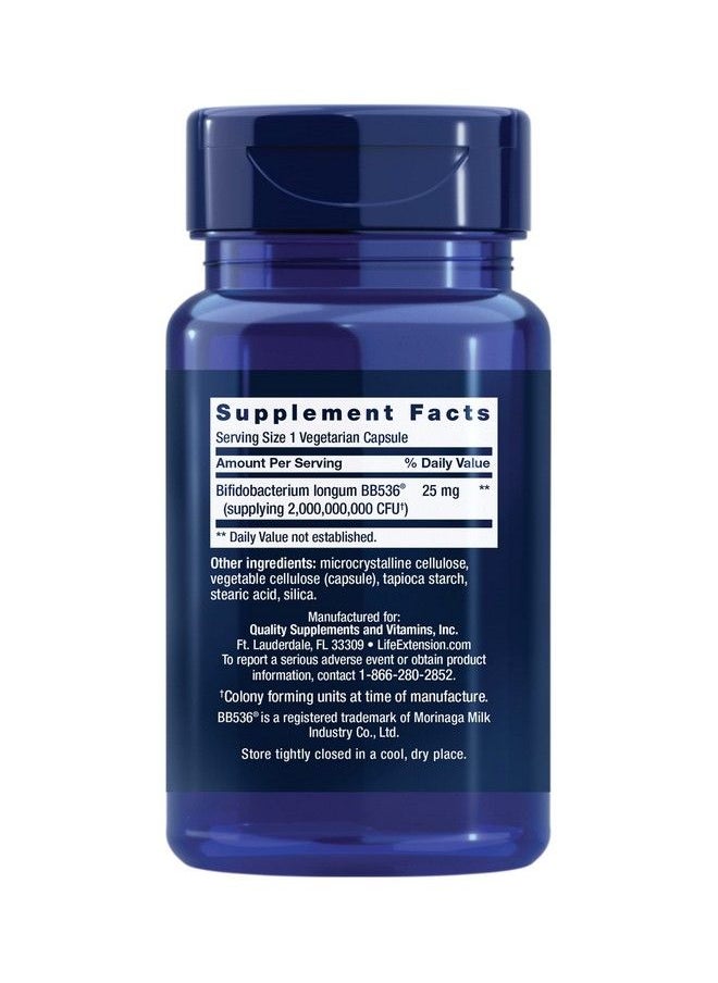 Life Extension - Bifido Gi Balance Probiotics Bifidobacterium Longum Bb536 (2 Billion Cfu) Supplement Support Healthy Gut & Digestive Health Glutenfree Vegetarian 60 Capsules - Image 1