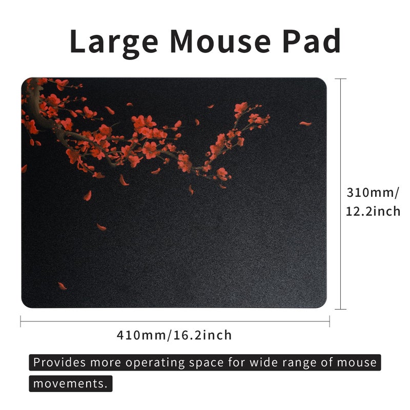 GMKWTL XVX Glass Gaming Mousepad, Black Plum Blossoms Hard Mouse Pads for Gaming, Professional Large Mouse Mat 410mm*310mm, Special Glass Surface with Improved Precision and Speed - Image 2