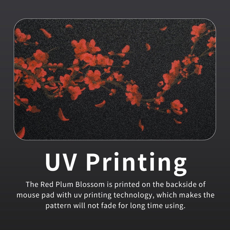 GMKWTL XVX Glass Gaming Mousepad, Black Plum Blossoms Hard Mouse Pads for Gaming, Professional Large Mouse Mat 410mm*310mm, Special Glass Surface with Improved Precision and Speed - Image 3