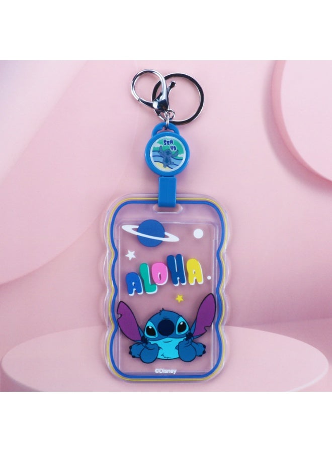 NIBEMINENT 1 - Piece Cartoon Stitch Kpop Photo Card Holder Pendant Key Chain ID Badge Holder ID Card Holder Photo Card Protector for School ID Office ID Access Card for Women Girls