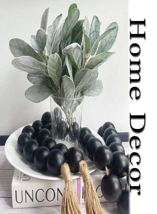 OMISHE 60" Long Extra Large Wood Bead Garland with 1.6" Diameter Wooden Beads and Tassels, Rustic Farmhouse Country Decorative Beads for Home Decor Tiered Tray Decor, Black - Image 2