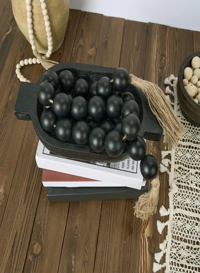 OMISHE 60" Long Extra Large Wood Bead Garland with 1.6" Diameter Wooden Beads and Tassels, Rustic Farmhouse Country Decorative Beads for Home Decor Tiered Tray Decor, Black - Image 5