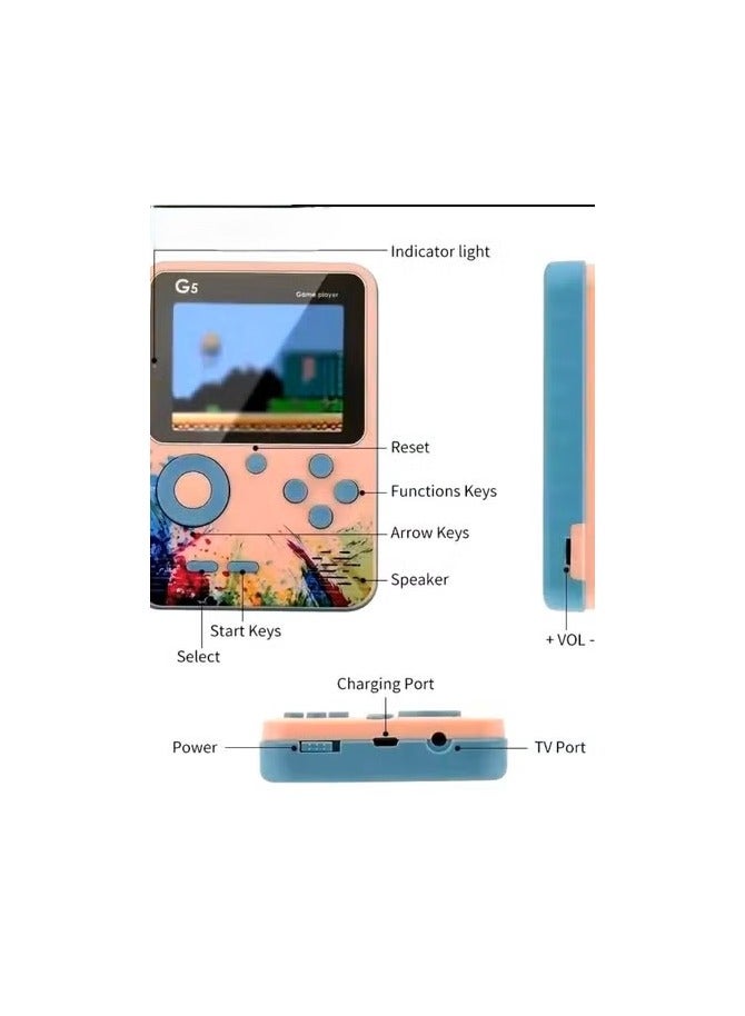 Handheld Gaming Player, 8 Bit Video Game Retro Mini Pocket Gameboy Built-in Gaming Controller 500 Classic Games for Kids Blue - Image 1