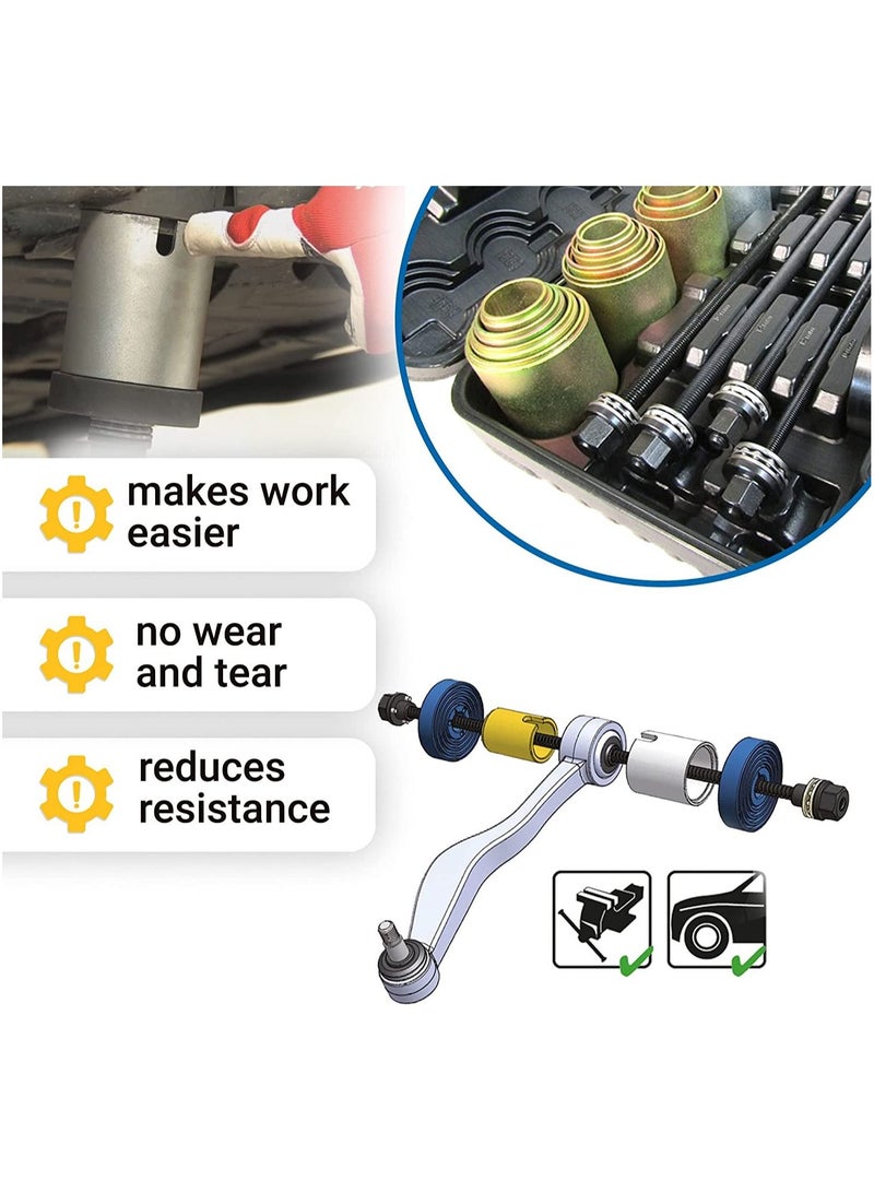 ROCKFORCE Universal Set for Replacement of Silent Blocks, Hubs and Bearings 26 pcs. M10, M12, M14, M16 in Case - Image 4
