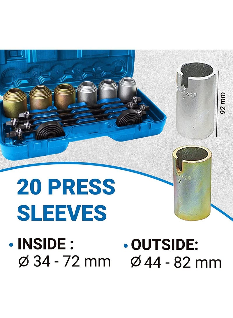 ROCKFORCE Universal Set for Replacement of Silent Blocks, Hubs and Bearings 26 pcs. M10, M12, M14, M16 in Case - Image 2