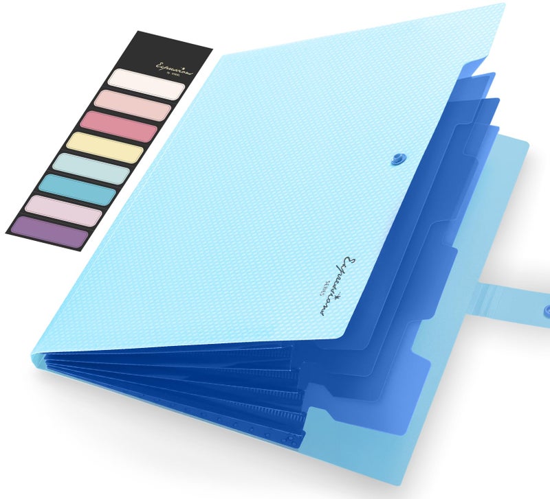 Sooez Accordion File Organizer, Letter Size Expanding File Folder with Labels, 5 Pocket Folders for Document, Portable Paper Bill Receipt Organizer for Home School Office Supplies, A4 Size, Sky Blue - Image 1