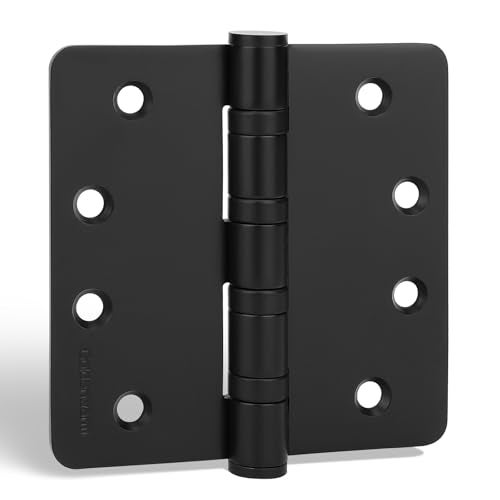 goldenwarm 3 Pack 4'' Black Ball Bearing Door Hinges – Heavy Duty Stainless Steel Hinges for Interior & Exterior Doors, 1/4'' Radius Corners - Image 1