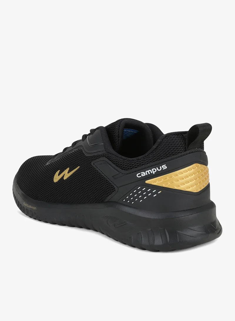 CAMPUS Blk/Gold Men's Black Classic Low-Top Sneakers, Bold Lace-Up Style Shoes, Comfortable Casual Footwear for Men | Best Price UAE