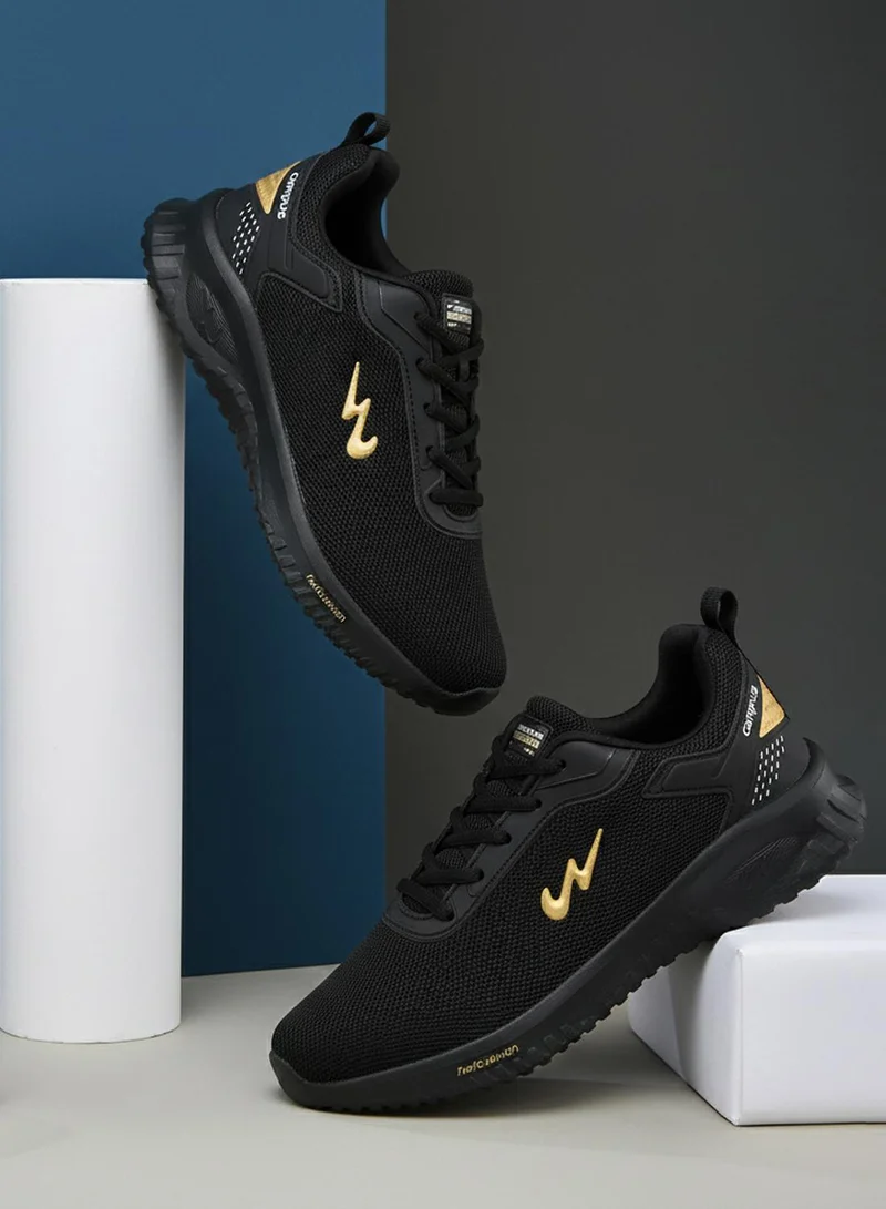 Men's Black Classic Low-Top Sneakers, Bold Lace-Up Style Shoes, Comfortable Casual Footwear