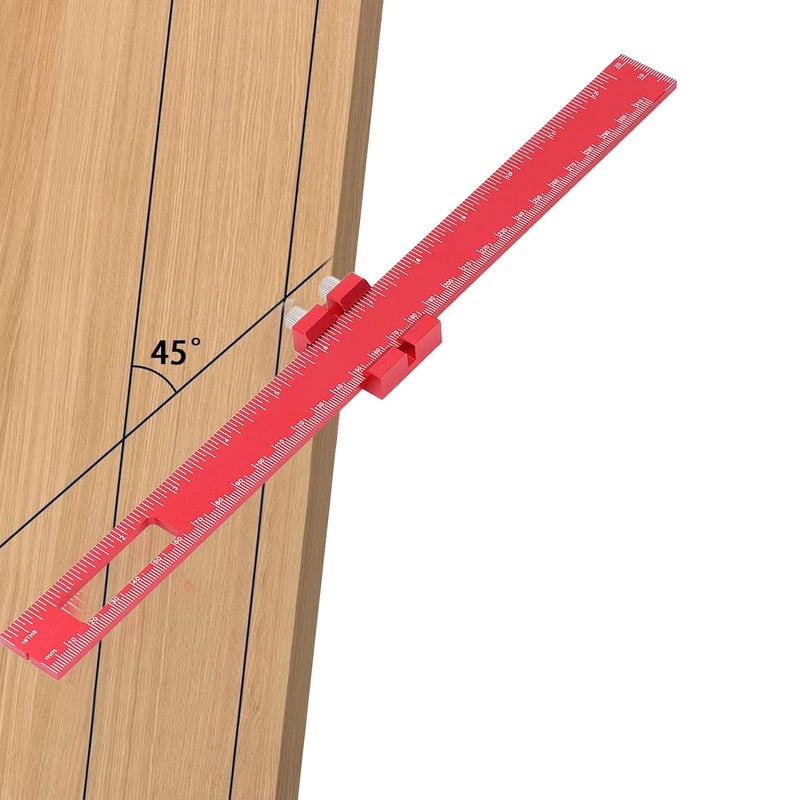 Aluminum Alloy Woodworking Pocket Ruler 12 Inch Adjustable Sliding Scribing Tool - Image 5