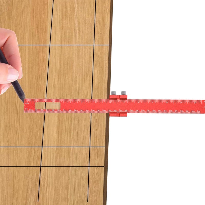Aluminum Alloy Woodworking Pocket Ruler 12 Inch Adjustable Sliding Scribing Tool - Image 3