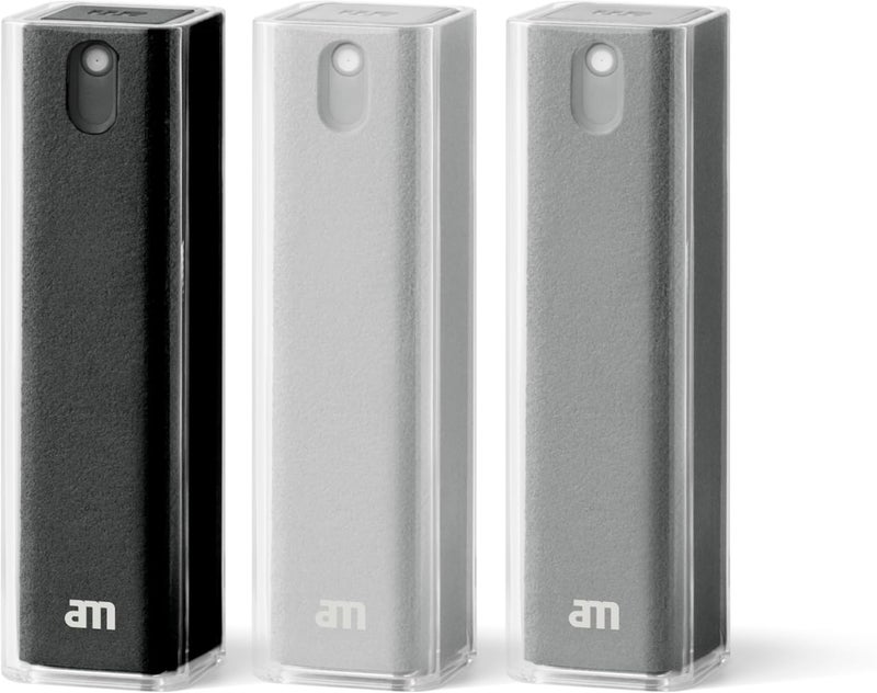 am Screen Cleaner with Microfiber Cloth – All-in-One Screen Cleaner Spray for LED TV, OLED Monitor, Car Screen, MacBook, Computer Screen, iPad & Mobile Phone (Black, Grey, Light Grey, 3 Pack) - Image 1