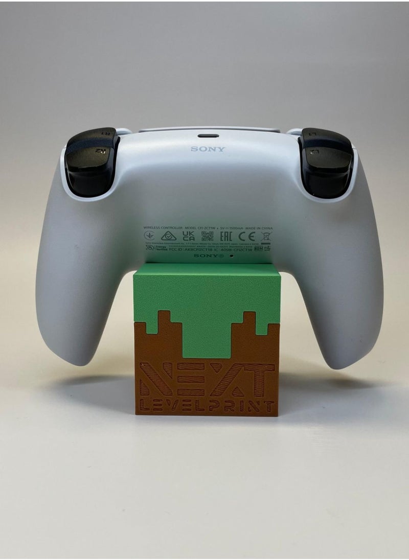 Remal 3D - Minecraft BlockCraft Controller Stand Compatible with PS5 Minecraft Style Block Design Gamepad Holder for PS5 PlayStation 5 Gamer Desk Accessory - Image 1