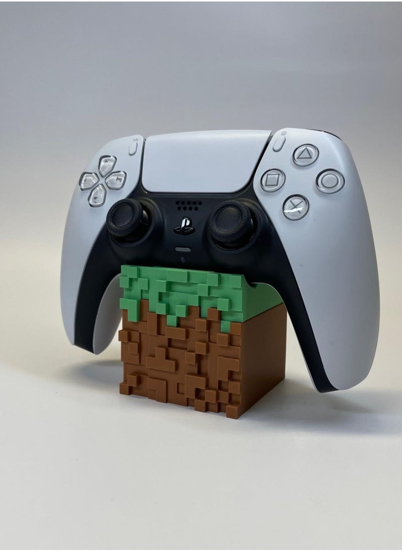 Remal 3D - Minecraft BlockCraft Controller Stand Compatible with PS5 Minecraft Style Block Design Gamepad Holder for PS5 PlayStation 5 Gamer Desk Accessory - Image 1