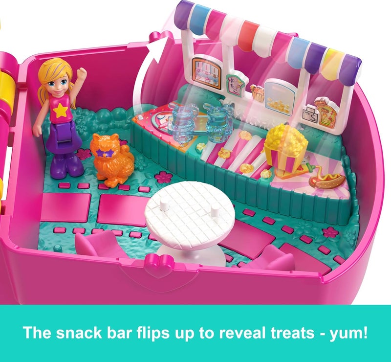 بولي بوكيت مج��وعة ألعاب مصغرة من بولي بوكيت مع دمية وإكسسوارات، سينما القطط المدمجة مع دمية مصغرة و8 إكسسوارات تشمل قطة أليفة، موضوع الطعام - Image 5