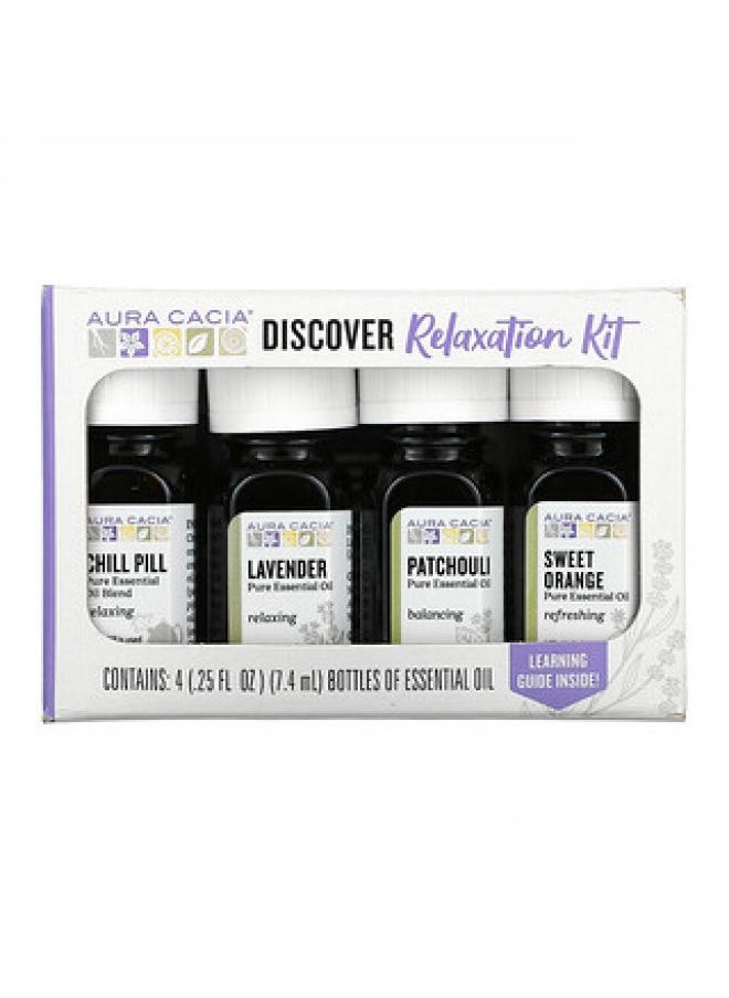 Aura Cacia Aura Cacia Discover Relaxation Kit Essential Oils 4 Bottles 0.25 fl oz 7.4 ml  Each 