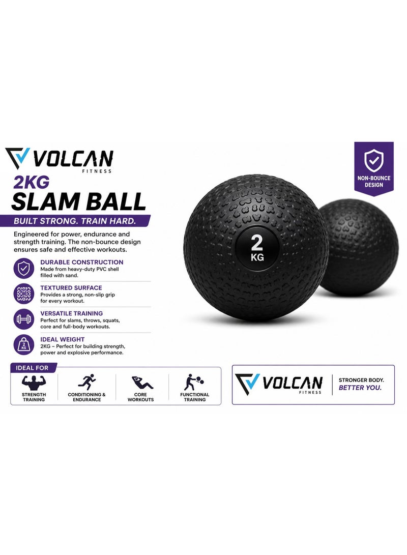 Volcan Fitness Home Workout Combo Set – 2kg Slam Ball, Adjustable Aerobic Step, 3-Piece Loop Resistance Band Set & 6mm EVA Yoga Mat - Image 3