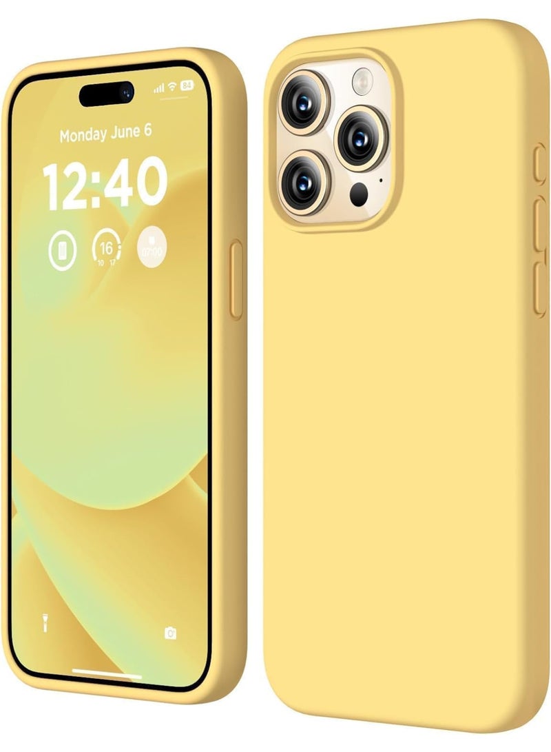 Silicone Case for iPhone 15 Pro  Silky Soft Touch Full-Body Protective Phone Case, Anti-Scratch Shockproof Cover with Microfiber Lining (YELLOW)