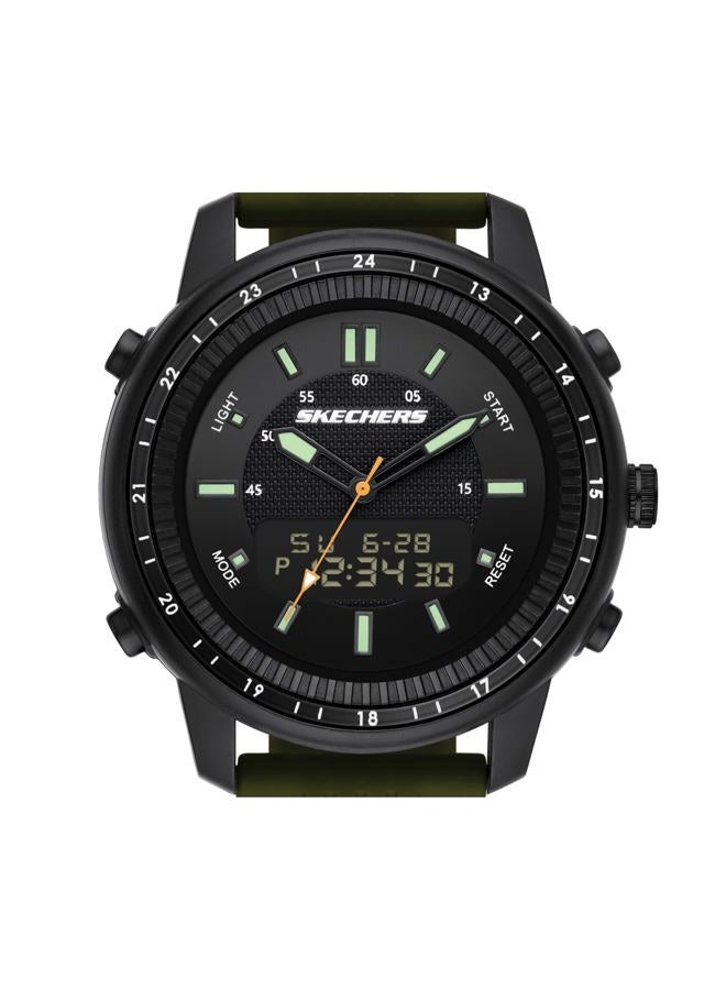 SKECHERS Quartz Lightweight Analog Digital Watch for men's, Wilkie Black/Green, Ana-Digi - Image 4