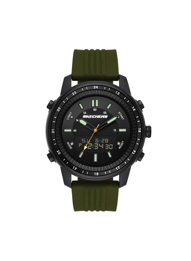 SKECHERS Quartz Lightweight Analog Digital Watch for men's, Wilkie Black/Green, Ana-Digi - Image 1