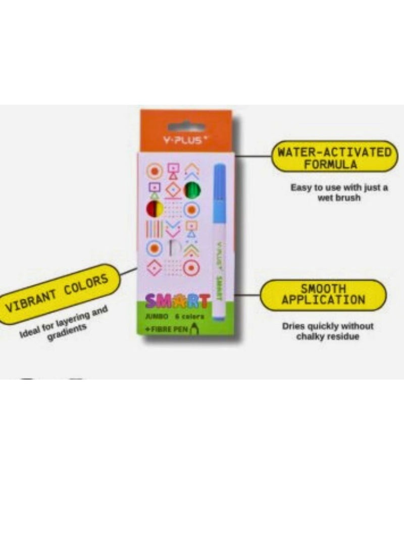 Y plus+ 6-Piece Jumbo Fibre Tip Colouring Pen - Image 2