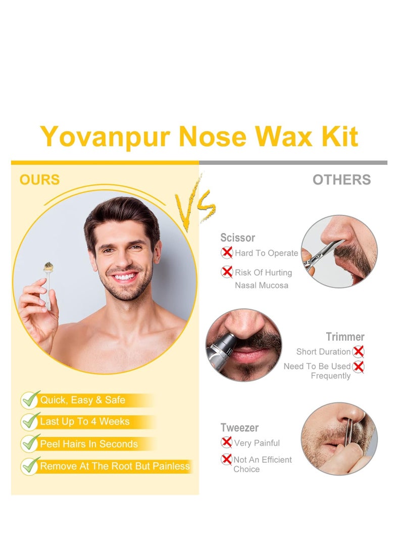 Yovanpur Nose Wax Kit for Men Women, Yovanpur Nose Hair Waxing Kit with 100g Nose Hair Wax Beads (15-20 USES), 20 Applicator, 15 Mustache Protector, 10 Paper Cups, 1 Measuring Cup - Easy, Quick and Painless  - Image 5