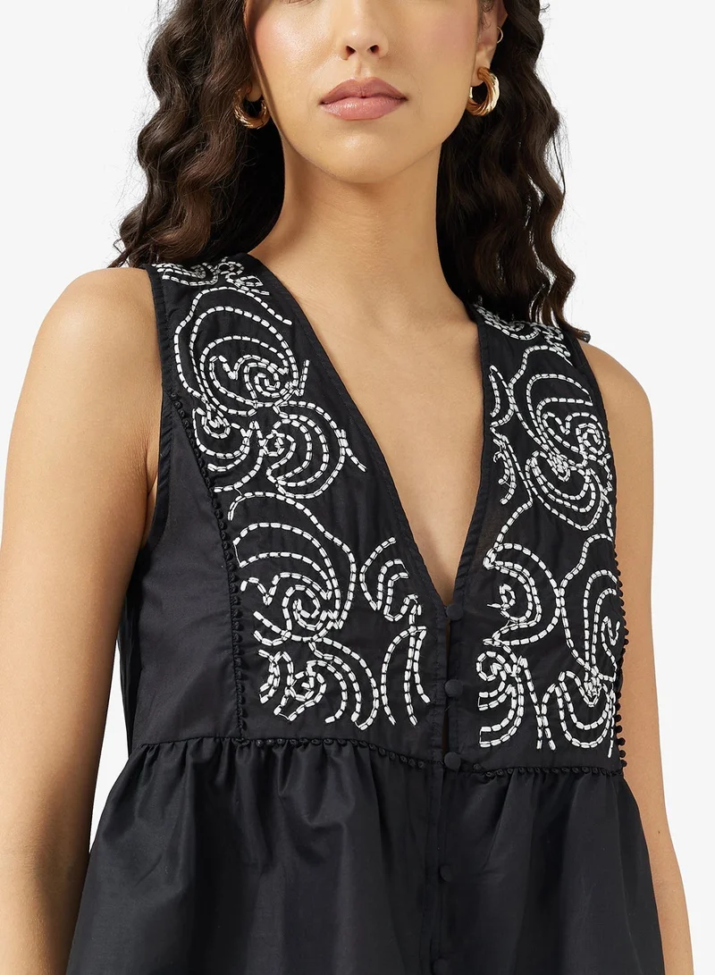 Ginger Boho Embroidered Peplum Top