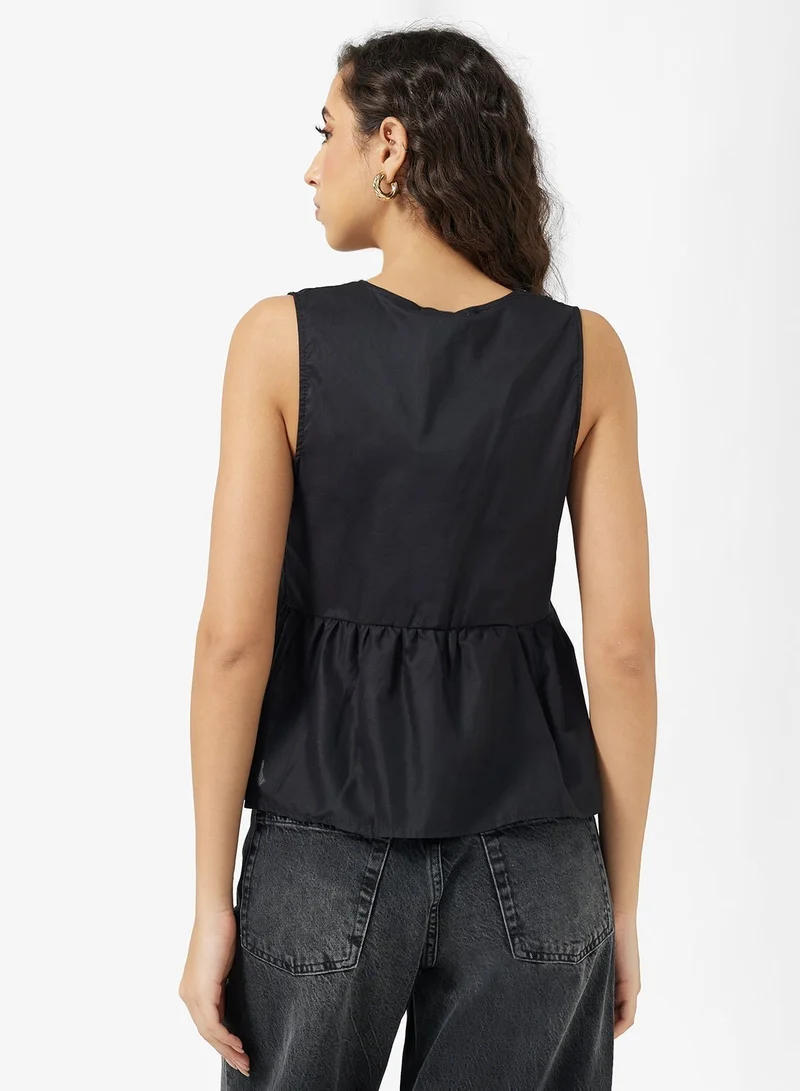 Ginger Boho Embroidered Peplum Top