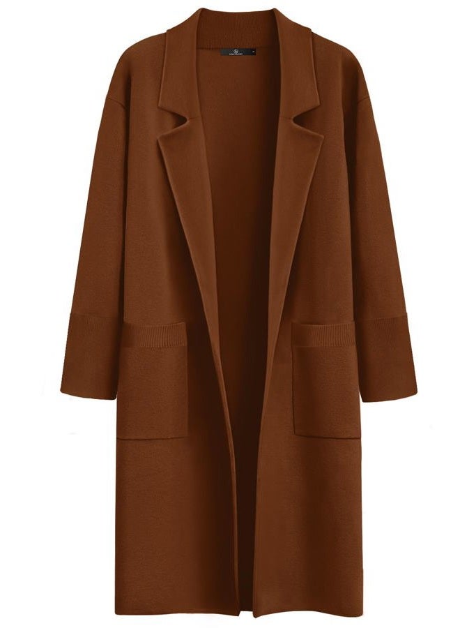 LILLUSORY Women's Long Dressy Cardigan Sweaters Fall Oversized Coatigan Jackets 2025 Knit Business Casual Winter Coats, Caramel, XL - Image 1