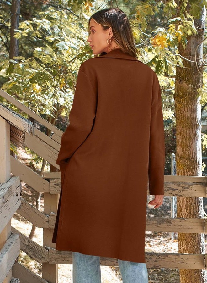 LILLUSORY Women's Long Dressy Cardigan Sweaters Fall Oversized Coatigan Jackets 2025 Knit Business Casual Winter Coats, Caramel, XL - Image 5