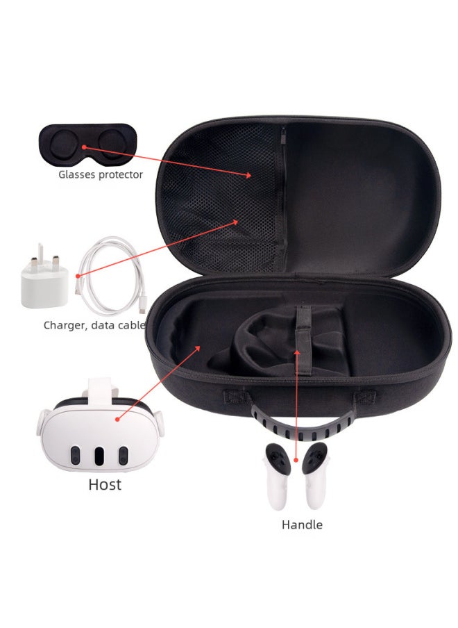 Generic Applicable Meta Quest 3 VR Head-mounted Storage Box EVA Drop-resistant Dustproof Portable Large Capacity Storage Bag-Color:Black  - Image 1