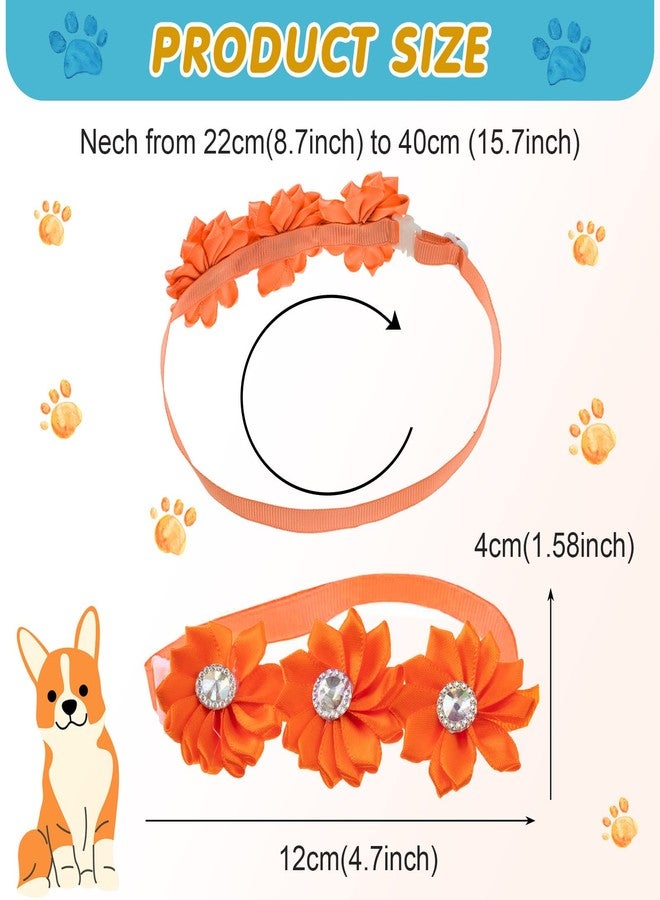 Reginary 80 Pcs Dog Bowtie Flower Collar Girl Dog Accessories Adjustable Girl Puppy Collars Cat Bow Tie Flower with Diamond Crystal for Cats Pet Summer Birthday Party Christmas Wedding Supplies - Image 2