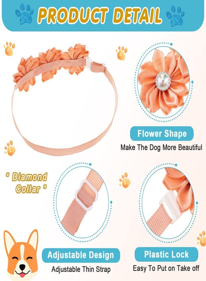 Reginary 80 Pcs Dog Bowtie Flower Collar Girl Dog Accessories Adjustable Girl Puppy Collars Cat Bow Tie Flower with Diamond Crystal for Cats Pet Summer Birthday Party Christmas Wedding Supplies - Image 3