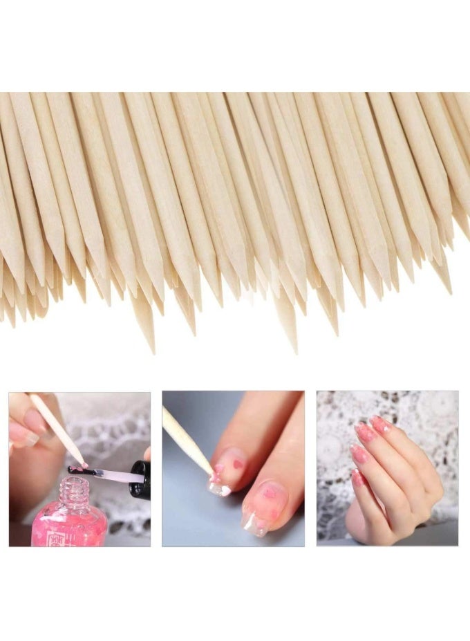 200-Piece Nail Art Wooden Stick Cuticle Pusher Remover Beige - Image 3