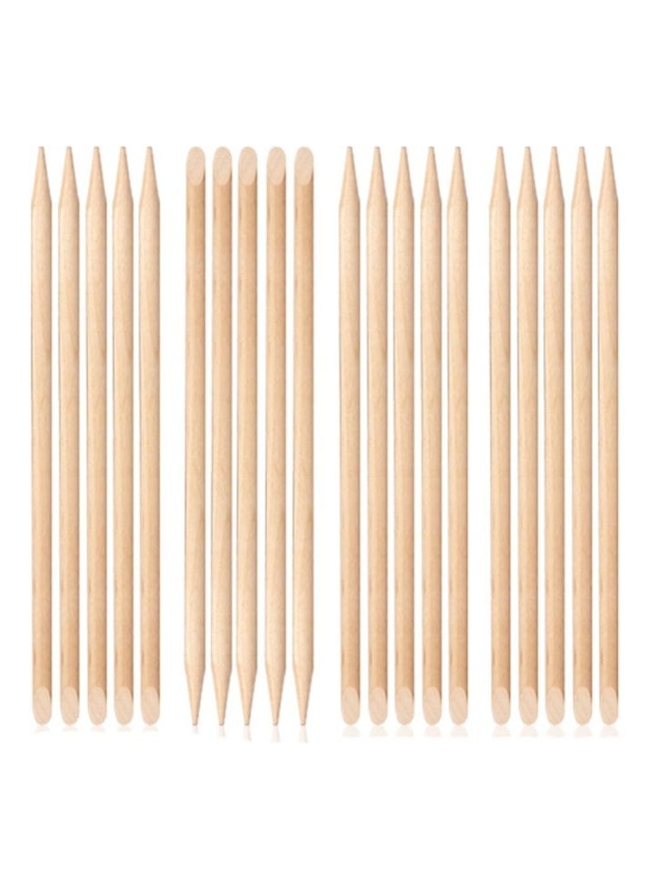 200-Piece Nail Art Wooden Stick Cuticle Pusher Remover Beige - Image 1