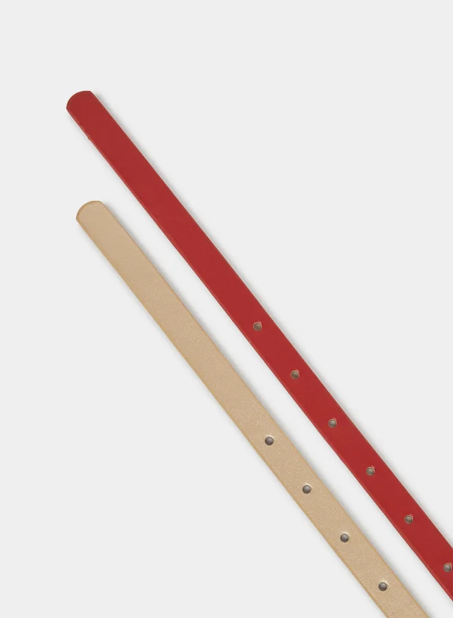 Styli  Set of 2 - Solid Oval Tang Buckle Belt for Women | Best Price UAE