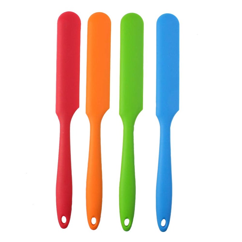 SUMERSHA 4pcs Silicone Spatula Set Heat Resistant Cake Cream Butter Spatulas Mixing Batter Scraper NonStick Flexible Baking Cooking Tool 4 Colors multicolor