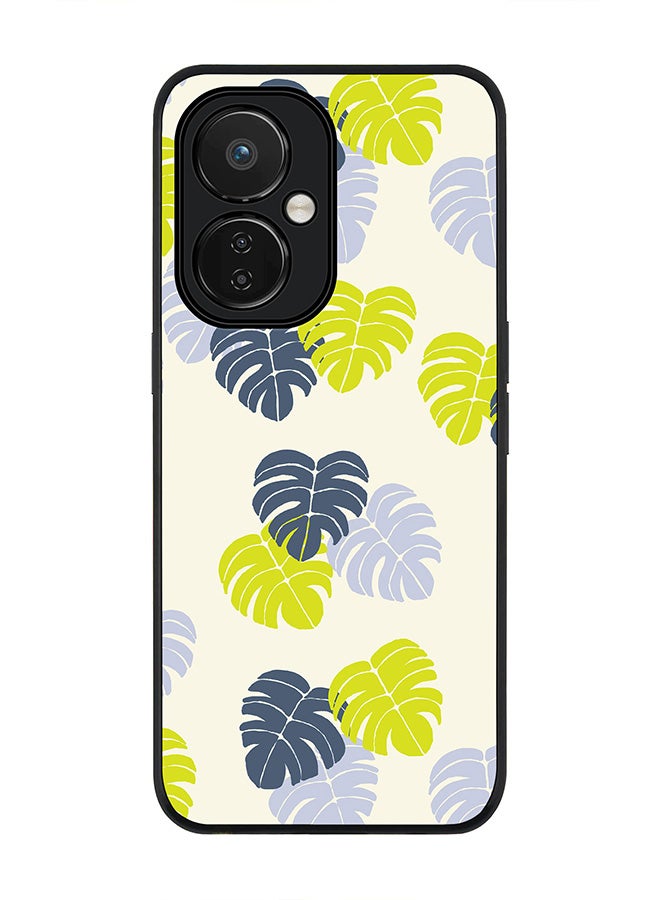 Stylizedd Rugged Black edge case for Nord CE 3 Lite Slim fit Soft Case Flexible Rubber Edges Anti Drop TPU Gel Thin Cover - Island Leaves - Image 1