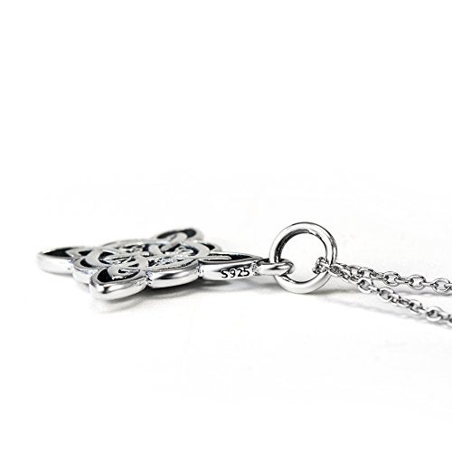 FLYOW 925 Sterling Silver Celtic Triquetra Trinity Knot Good Luck Pendant Rolo Chain Necklace for Women Birthday Graduation Gift, 18" - Image 5