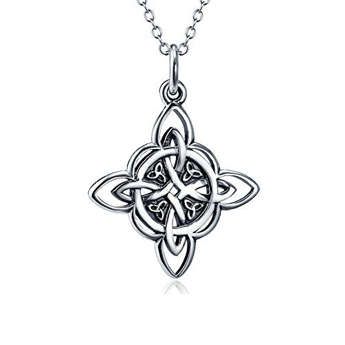FLYOW 925 Sterling Silver Celtic Triquetra Trinity Knot Good Luck Pendant Rolo Chain Necklace for Women Birthday Graduation Gift, 18" - Image 1